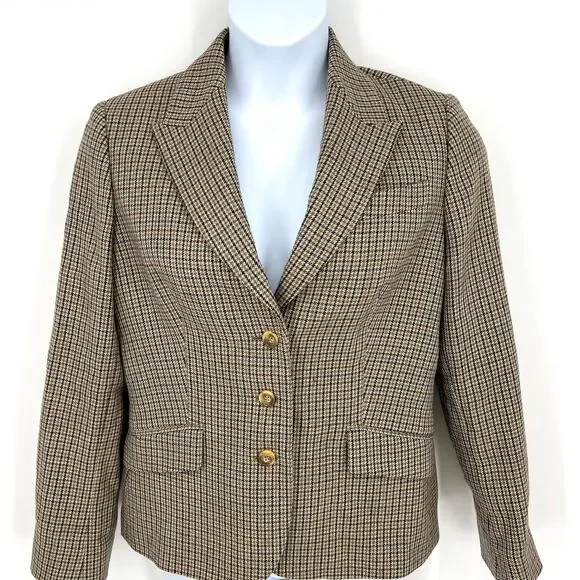 Brooks Brothers "346" Womens Houndstooth Wool Blazer Size 12 - Picture 10 of 10